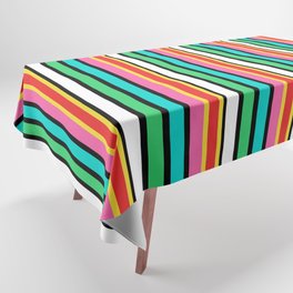 Candy Colored Deckchair Stripes in Pink, Aqua and Mint Tablecloth