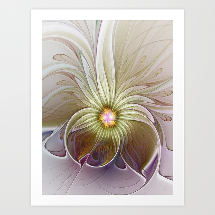 Fantasy Flower, Abstract Fractal Art Art Print