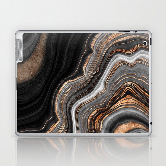Elegant black marble with gold and copper veins Laptop & iPad Skin