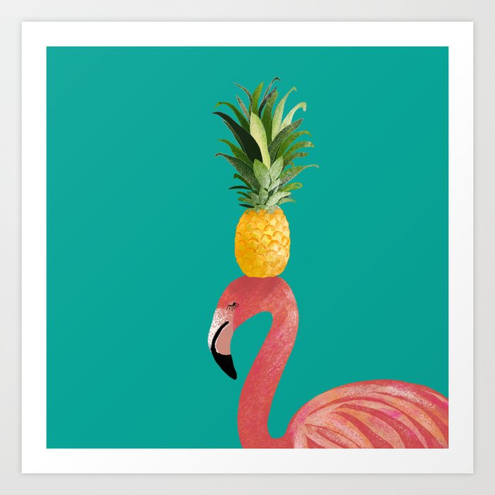Flamingo Vibes |Tropical Pink Bird Pineapple on Head| Renee