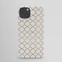 Elegant stylish white faux gold quatrefoil iPhone Case