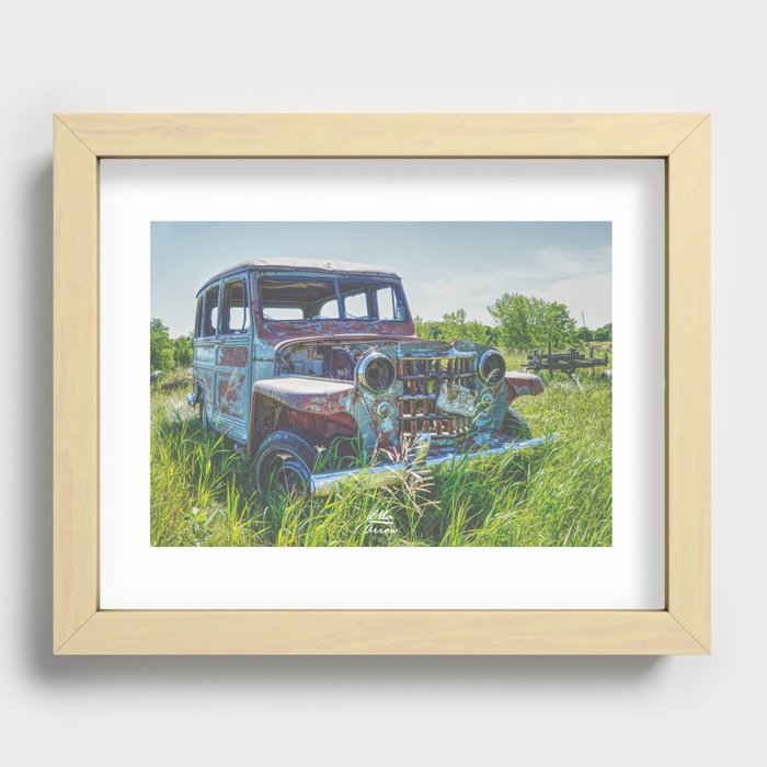 Field Truck (vintage, antique, automobile, car, patina, farm, shabby chic) Recessed Framed Print