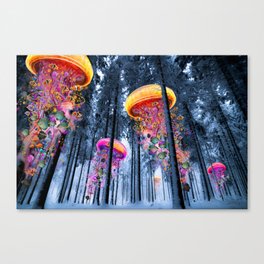 Winter Forest of Electric Jellyfish Worlds Canvas Print