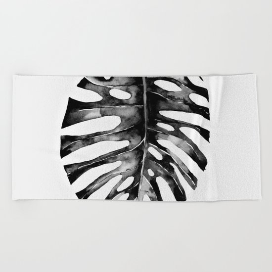 Minimal Monstera Beach Towel