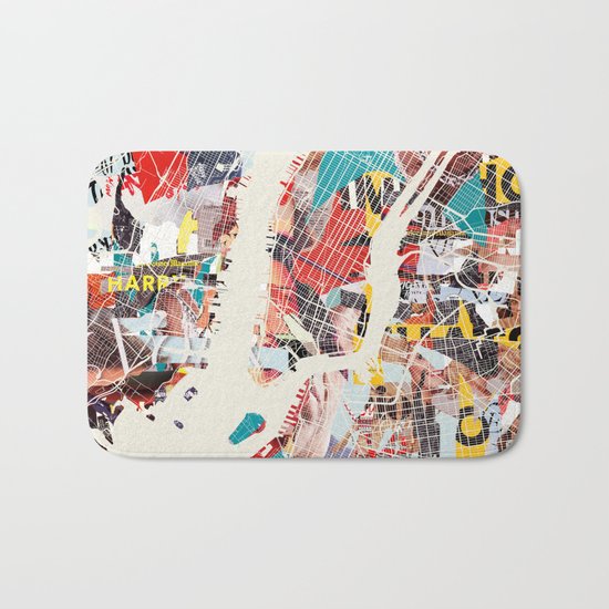 New York Map collage magazine Bath Mat