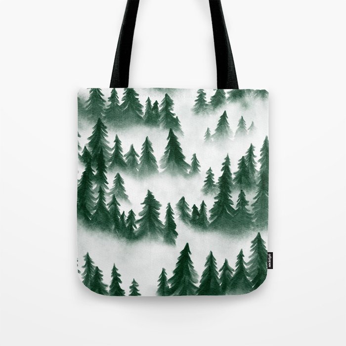 Green Forest Cover in Mist Wanderlust Nature Tote Bag