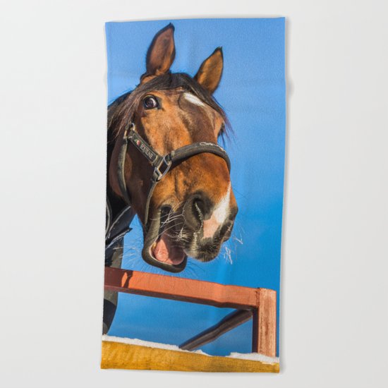 Laughing horse Beach Towel