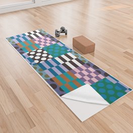 Colorful Checked Patterns \\ Muted Color Palette Yoga Towel