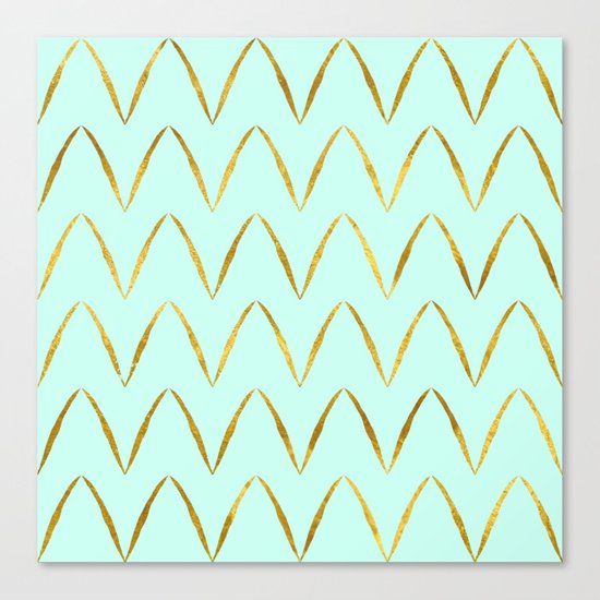 Mint Gold Foil 05 Canvas Print
