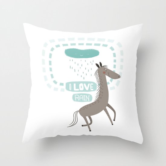 I LOVE RAIN Throw Pillow
