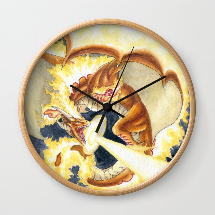 Burning Fire Dragon Wall Clock