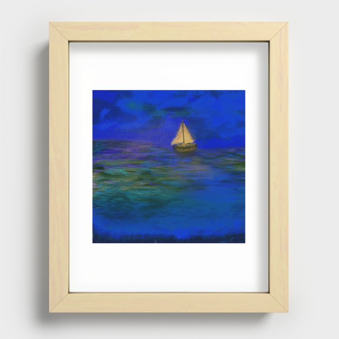 Peaceful Sail Moonlight  Recessed Framed Print