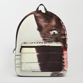 Slave To Kitty Backpack | Black And White, Art, Kitten, Record, Pop Art, Digital, Gracejones, Cat, Graphicdesign, Slavetotherhythm 