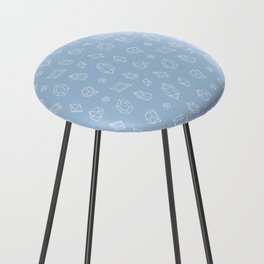Pale Blue and White Gems Pattern Counter Stool