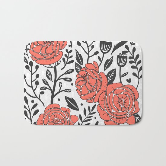 Orange Garden Bath Mat