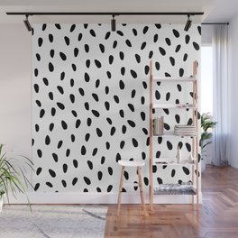 Black And White Dots Hand Painted  Wall Mural