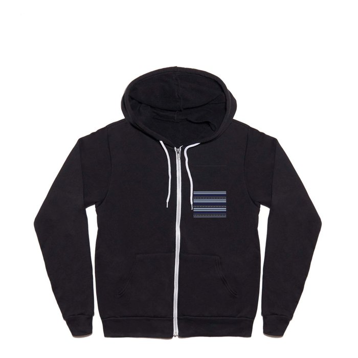 Baby Blue and Navy Blue Stripes Split in Horizontal Halves Full Zip Hoodie