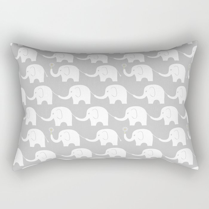 Elephant Parade on Grey Rectangular Pillow