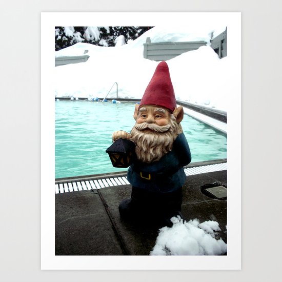Snow Pool Gnome Art Print