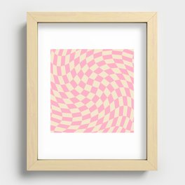 70s Retro Warped Grid in Pink & Beige Recessed Framed Print