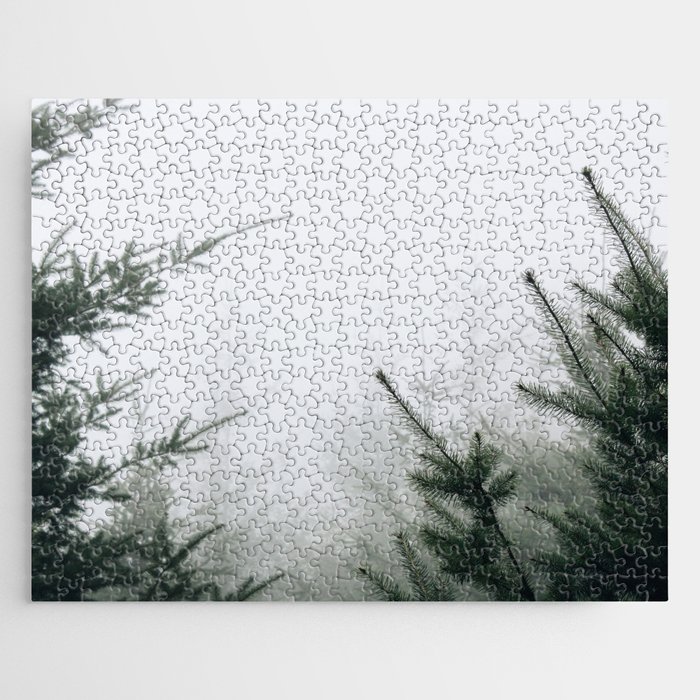 Misty Pine Trees Jigsaw Puzzle