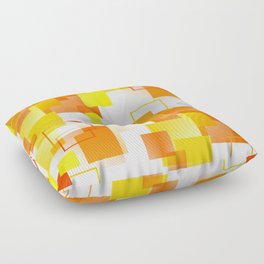 Midcentury Modern Orange - Abstract - Orange, Yellow Floor Pillow