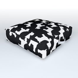 White Schnauzers - Simple Dog Silhouettes Pattern Outdoor Floor Cushion