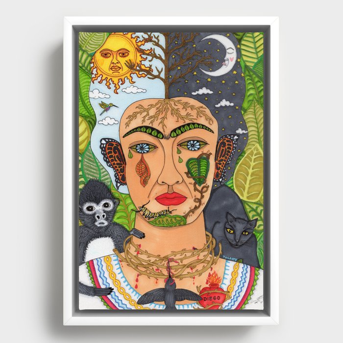 Frida Kahlo Monarca Framed Canvas