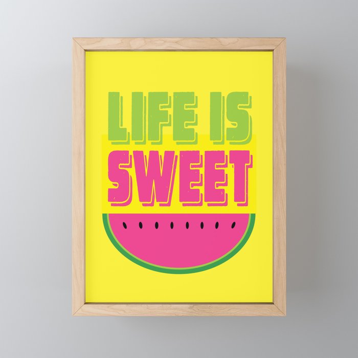 LIFE IS SWEET - WATERMELON SLICE Framed Mini Art Print