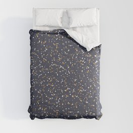 Speckles I: Dark Gold & Snow on Blue Vortex Comforter