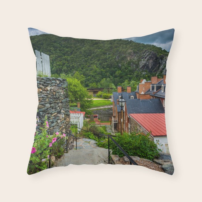 Historic Harpers Throw Pillow by Jon Bilous Society6