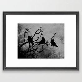 Dramatic Crow Birds Raven on Branch Stormy Sky Home Decor Wall Art A526 Framed Art Print
