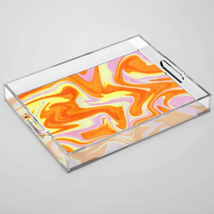 Orange Wavy Grunge Acrylic Tray