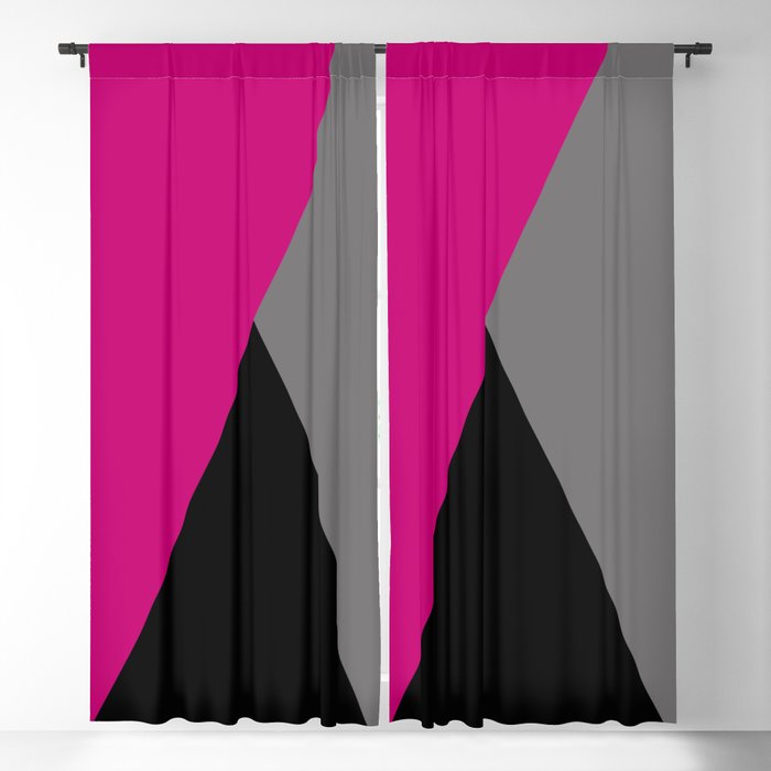 Geometric design in hot pink grey & black Blackout Curtain