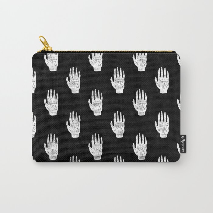 Palm Reading Chart - White on Black Carry-All Pouch