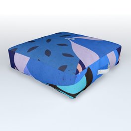 Blue Abstract Citrus #3 Midnight Fruit Family - aesthetic minimalistic illustration  Outdoor Floor Cushion | Contemporary, Food, Fruits, Orange, Botanical, Abstract, Night, Farm House, Drawing, Purple 
