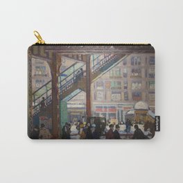 New York City elevated subway street scene roaring twenties landscape painting by Gifford Beal Carry-All Pouch