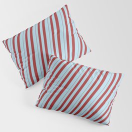 [ Thumbnail: Brown and Light Blue Colored Striped/Lined Pattern Pillow Sham ]