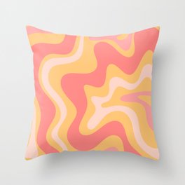 Liquid Swirl Retro Modern Abstract Pattern Blush Pink Mustard Throw Pillow