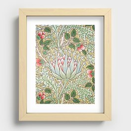William Morris Green and Yellow Artichoke Wallpaper Vintage Floral Pattern Victorian Green Floral Pattern Recessed Framed Print