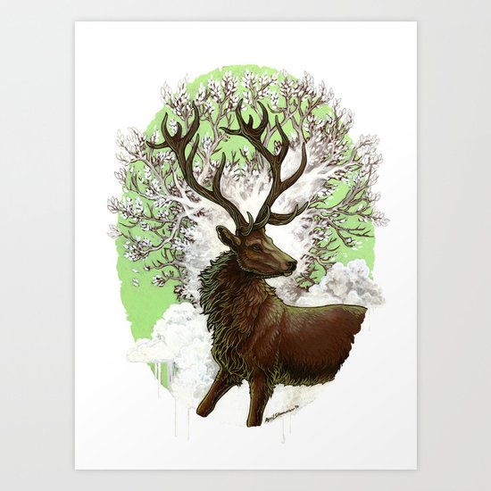 Red Stag Art Print
