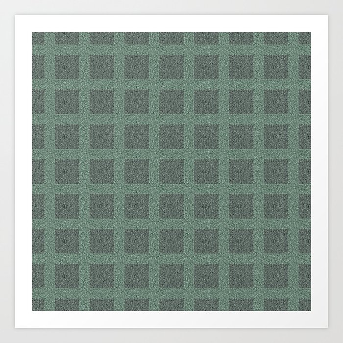 Mossy Green and Grey Tweed Design Small Art Print