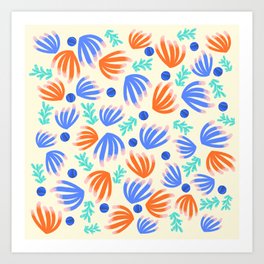 Coral reef Blue - Matisse inspired Art Print