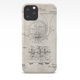 French Horn Patent - Horn Player Art - Antique iPhone Case | Brassband, Patent, Antique, Mancave, Musician, Vintage, Hornplayerpatent, Horn, Graphicdesign, Homeart 