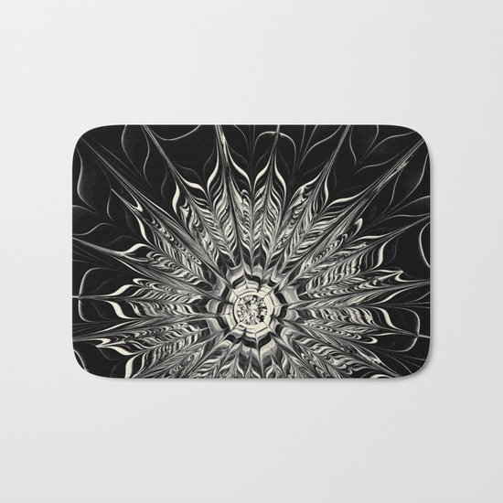 Monochrome Abstract Flower Bath Mat