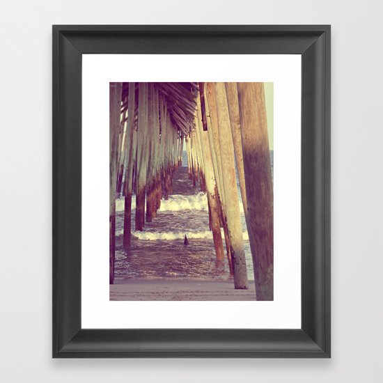 Carolina Beach Pier at Low Tide Framed Art Print