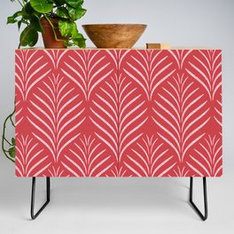 Palm Leaves Ogee Pattern Red and Pink Credenza