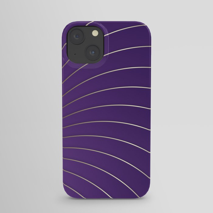 Golden Lines on Purple Gradient Background, Elegant Design iPhone Case