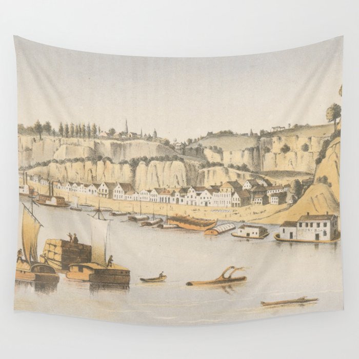 Vintage Pictorial View of Natchez MS (1854) Wall Tapestry