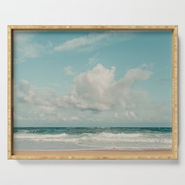 Clouds Over Zuma Beach, California Nature, Landscape Photography Serving Tray